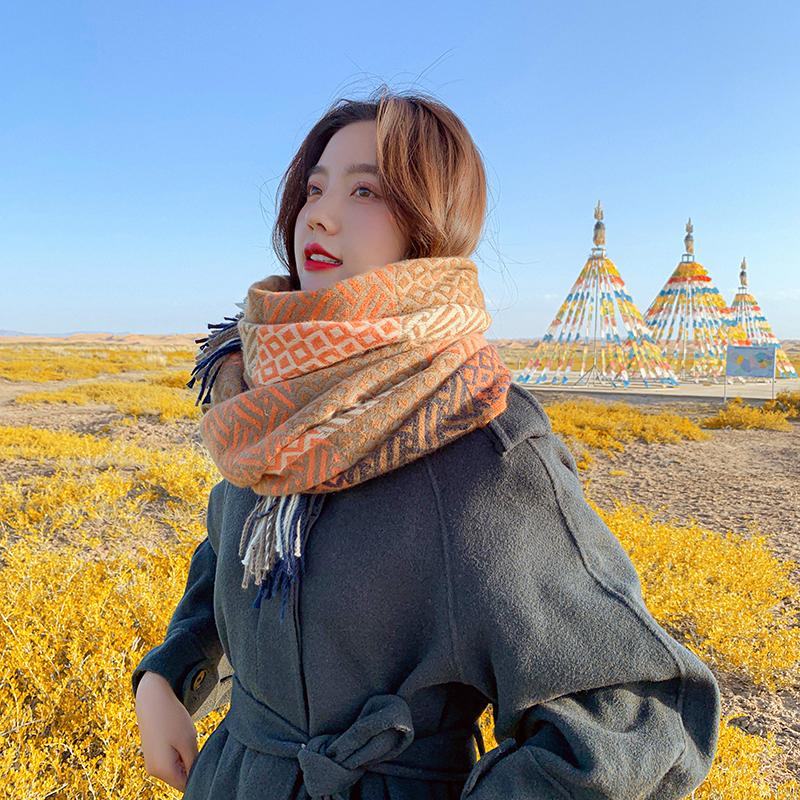

2020 square plaid scarf cashmere shawl women winter warm plaid shawl cloak ms thick blanket tassel scarf holiday gift