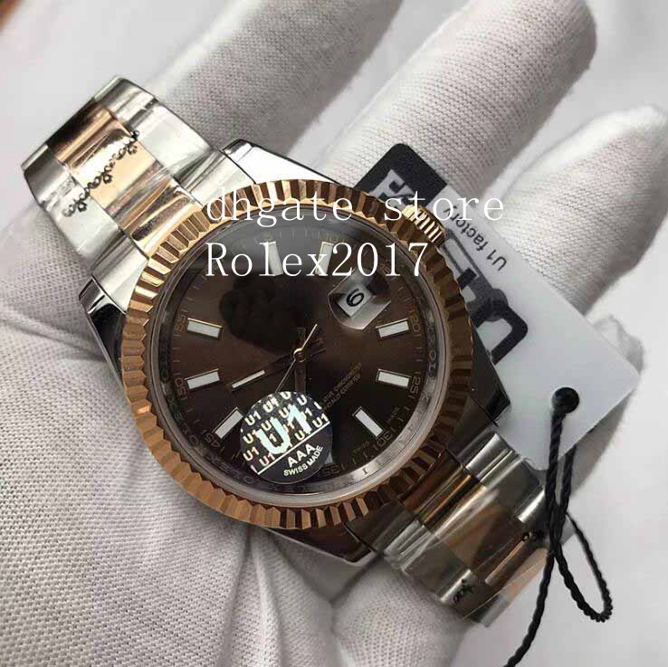 

BOX Mens U1 factory 40mm automatic mechanical sweeping movement luxury Watches Brown dial datejust Men's Sport Watches, Bronze