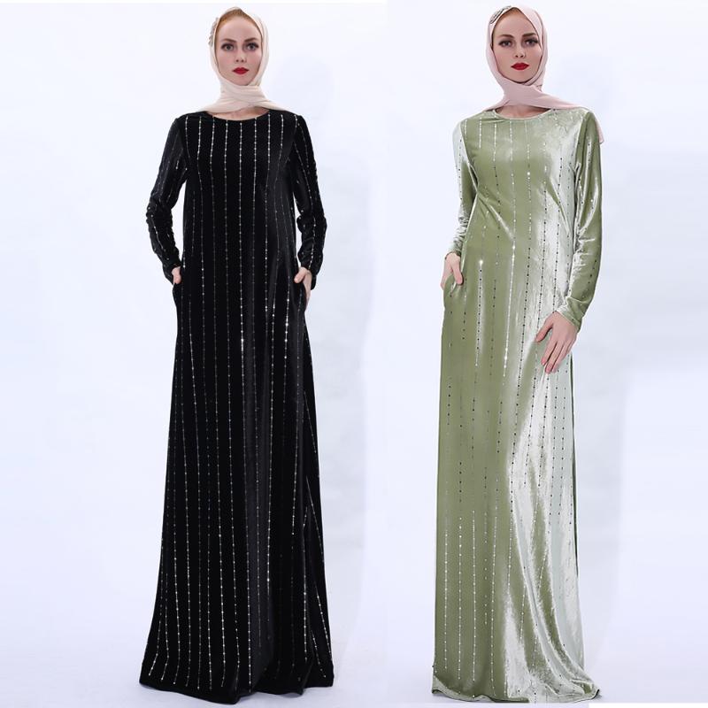 

Velvet Kaftan Dubai Abaya Muslim Hijab Dress Turkey Islam Clothing Vestidos Evening Dresses For Women Robe De Moda Musulmana