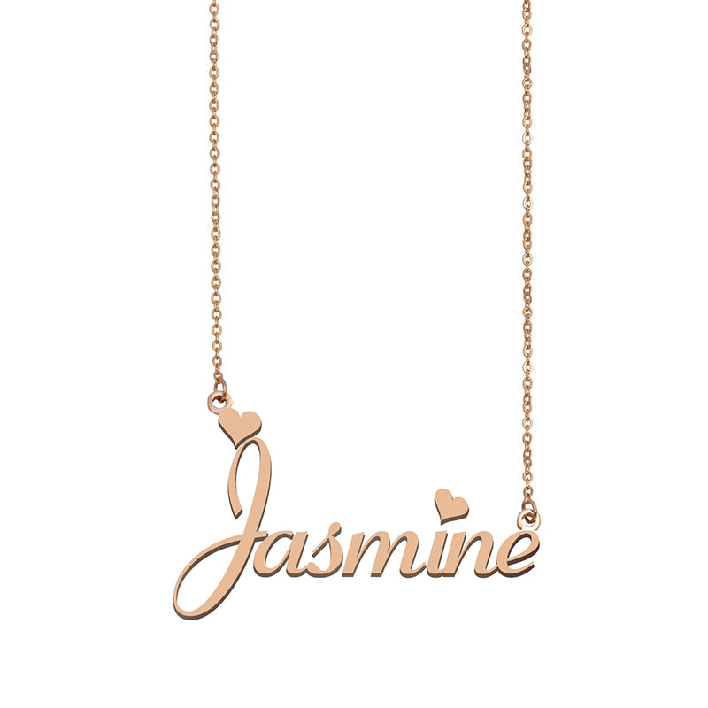 Jasmine name necklaces pendant Custom Personalized for women girls children best friends Mothers Gifts 18k gold plated Stainless steel Jewelry-image-602956034