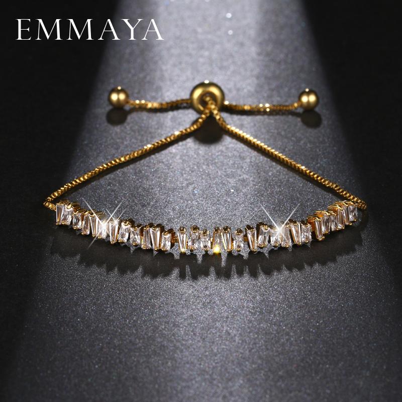 

EMMAYA Fashion New Gold Color Chain Link Bracelets & Bangles For Women Cubic Zirconia Crystal Wedding Jewelry Brithday Gifts