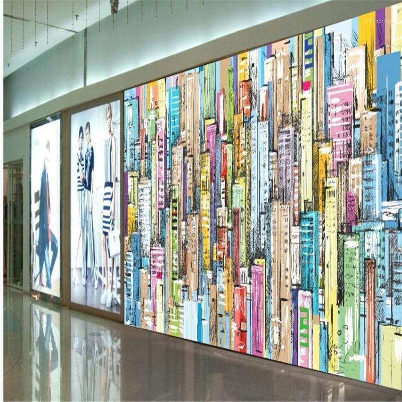

New art 3d stereoscopic wallpaper Hand painted city oil painting background wall decoration painting1, As pic