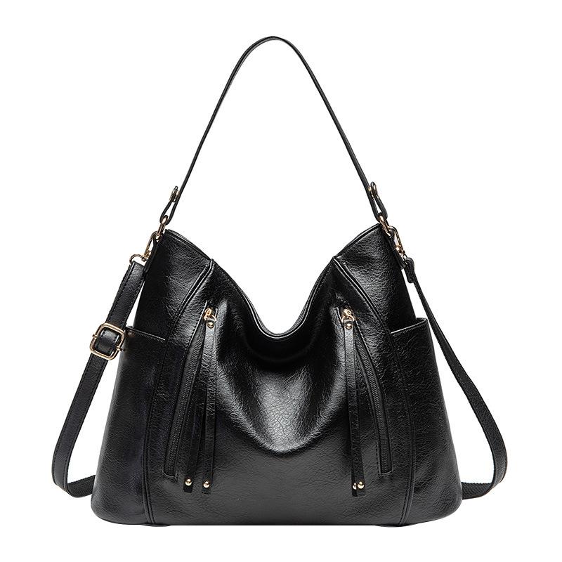 

Leather Simple Handbags Brands Designer Women Shoulder Bag Casual Big Capacity Tote Vintage Ladies Crossbody Bags 2021 C1646, Black
