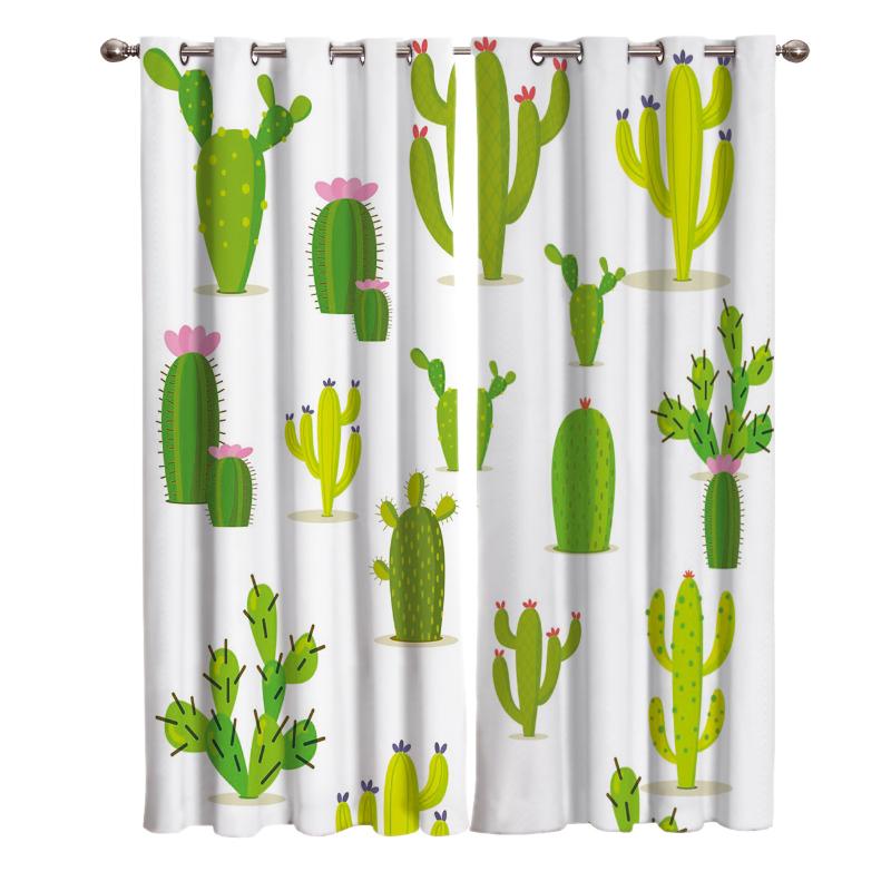 

Cartoon Cactus Flowering Room Curtains Large Window Curtains Curtain Bedroom Window Treatment Curtain Kids Room Home Decor, As pic