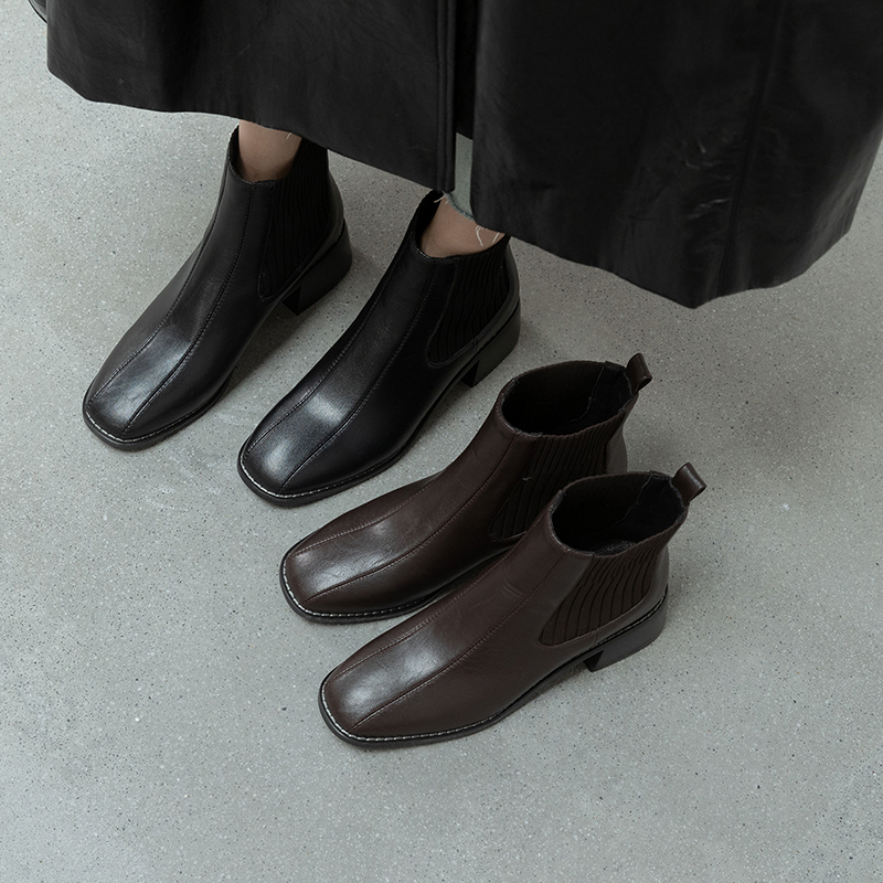 

2020 From the Leather Plutonium of Women Sliding on Her Ankle Winter Low Heels Party Office Shoes Hot Woman Short Big Boots Plvr, Brown