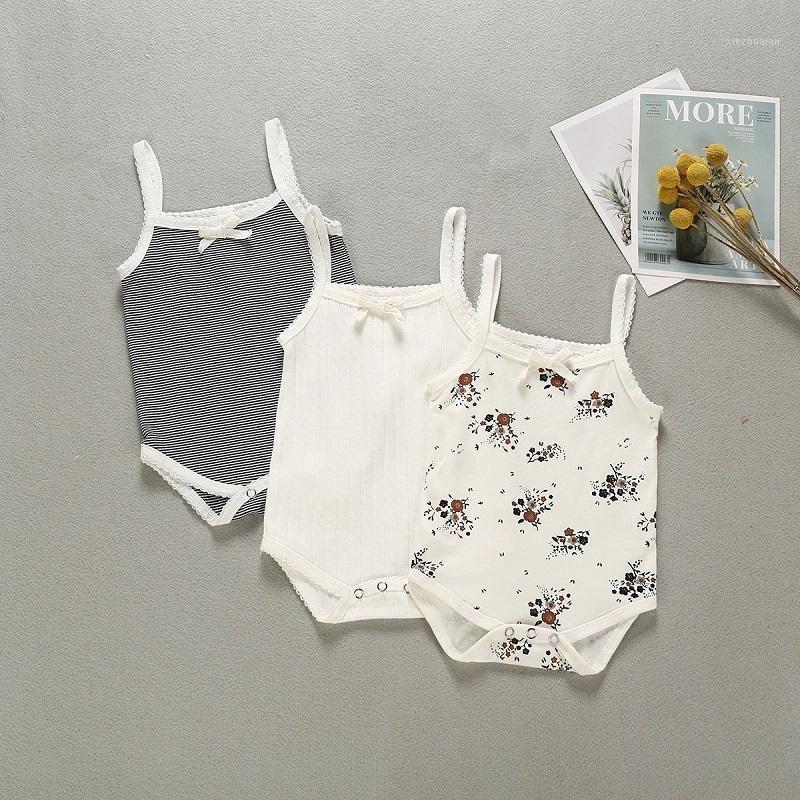 

Summer 3pcs/set Lovely Baby Girls Romper Jumpsuit Playwear Floral print Solid Romper Infant Clothing1, 3pcs style b