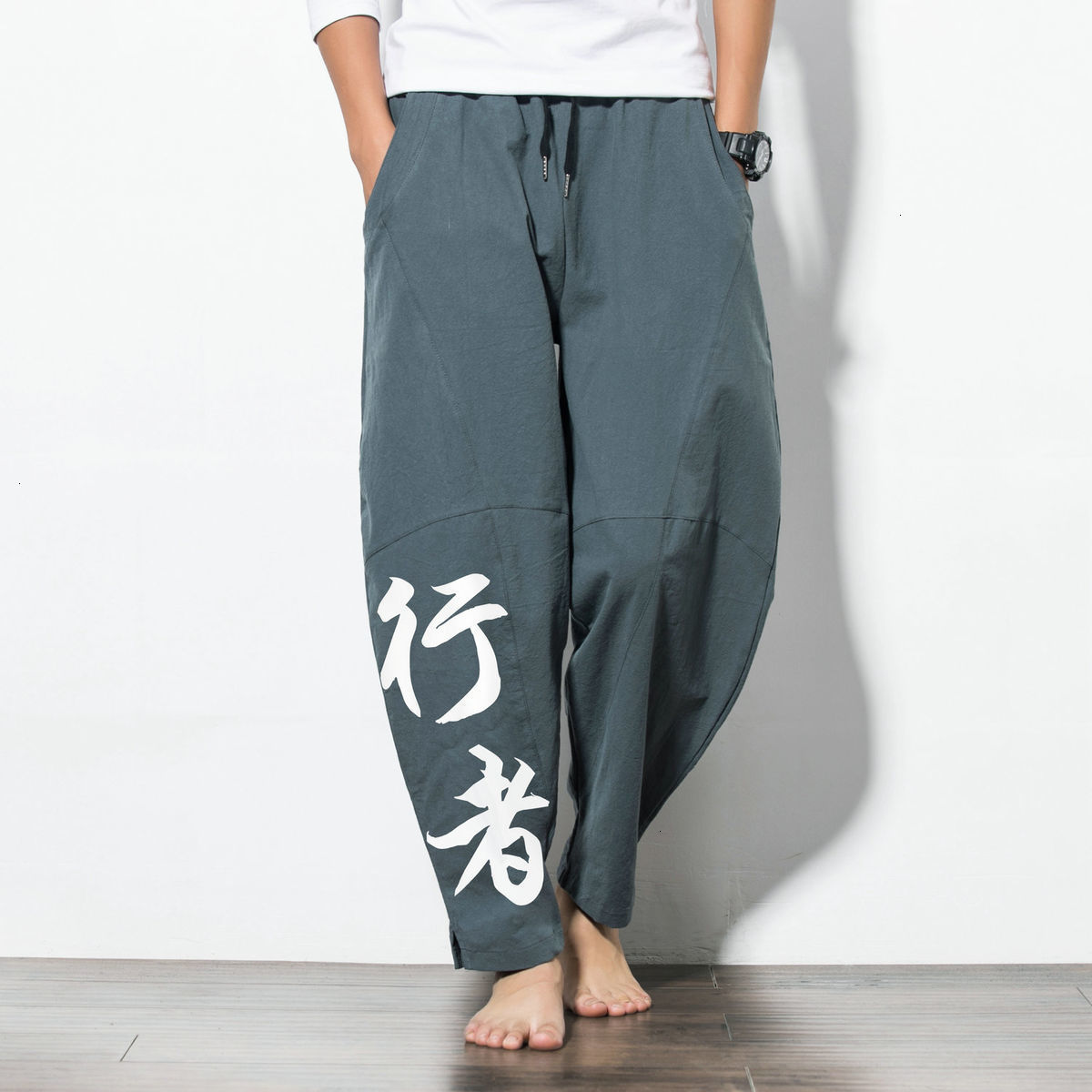 

New Men's Print Loose Casual Pants 2021 Fashion Woman Oversize Trousers Chinese Style Male Clothing Vintage Streetwear Y1d6, Blackyouzai