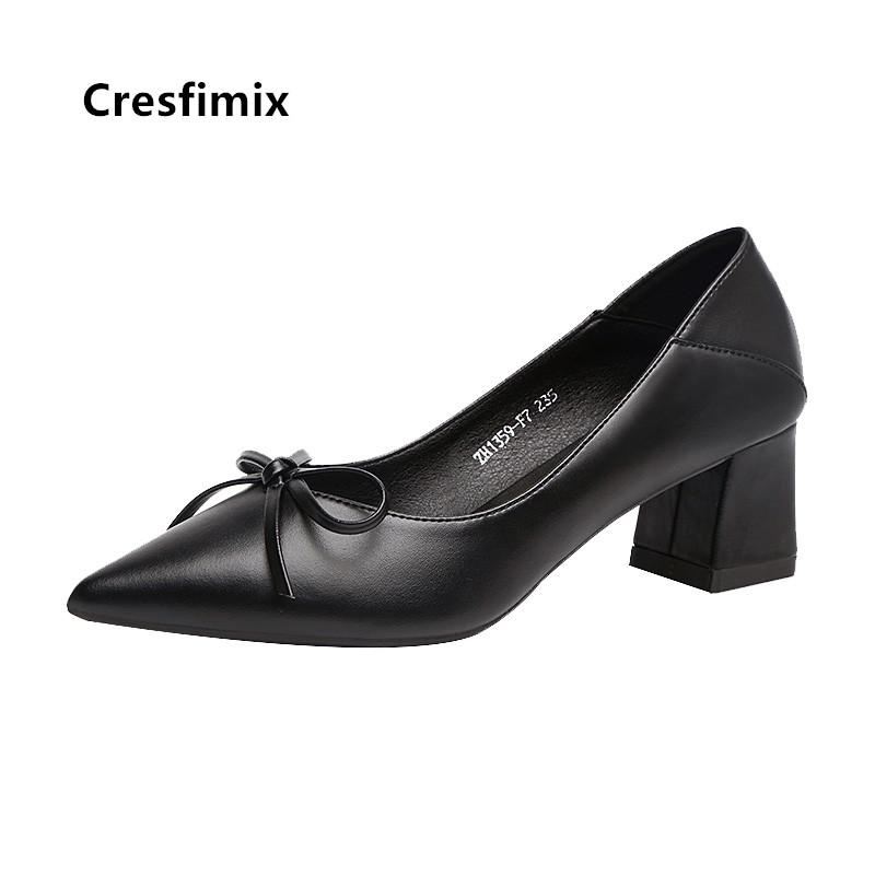 

Cresfimix szpilki damskie women fashion high quality black bow tie office high heels ladies office heel shoes & pumps a9091