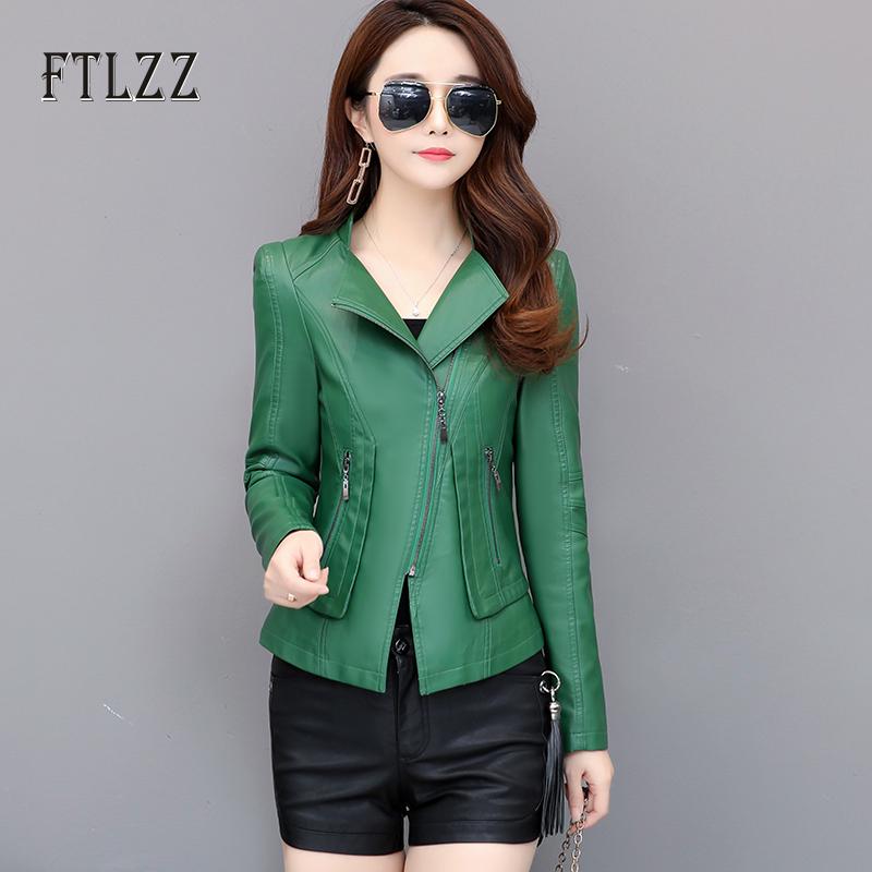 

New 2020 Fashion Women Jacket Spring Autumn Slim Long Sleeve Zipper Faux Leather Coats Female Plus Size Outerwear Chaqutas