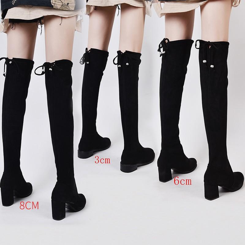 

Over-the-knee stretch boots women's 2020 autumn and winter new boots suede thick heel high-heel fashion thin shoes woman, 3cm