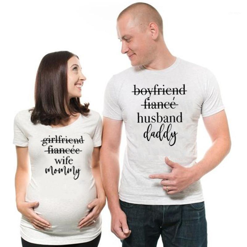 

1pcs Mommy Daddy To Be Tshirt Funny Pregnancy Announcement T Shirts Couples Pregnant Plus Size Family Matching T-shirts Clothes1, As pic