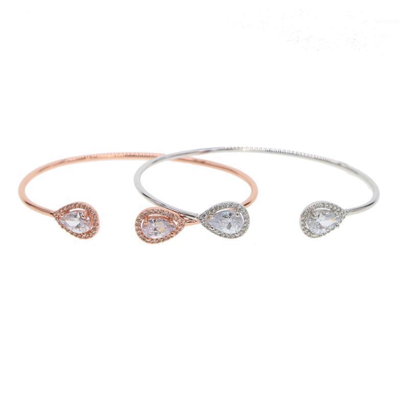 

Bracelets & Bangles Fashion rose Gold Color cz tear drop Open Bangle For Women Gift pulseira feminina1