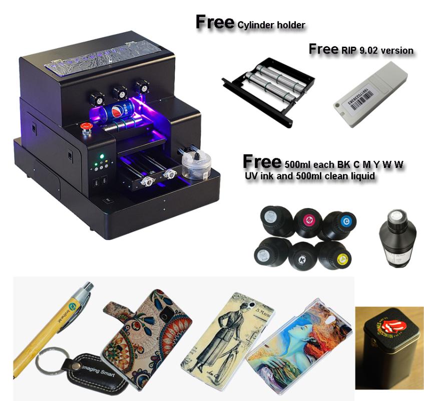 

A4 size automatic UV printer for phone case ,golf ball , PVC card bottle printing