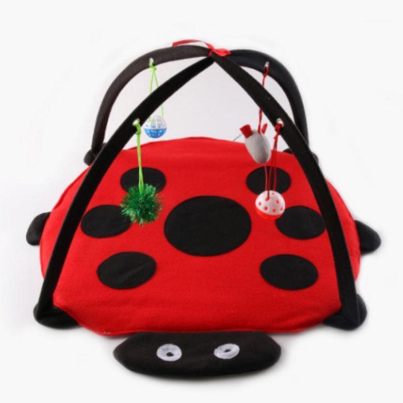 

Cat Bed Hammock Tent House Foldable Heating Mat for Cats Comfortable Hangmat Kat Pet Toy With Hanging Balls Beetle Style1