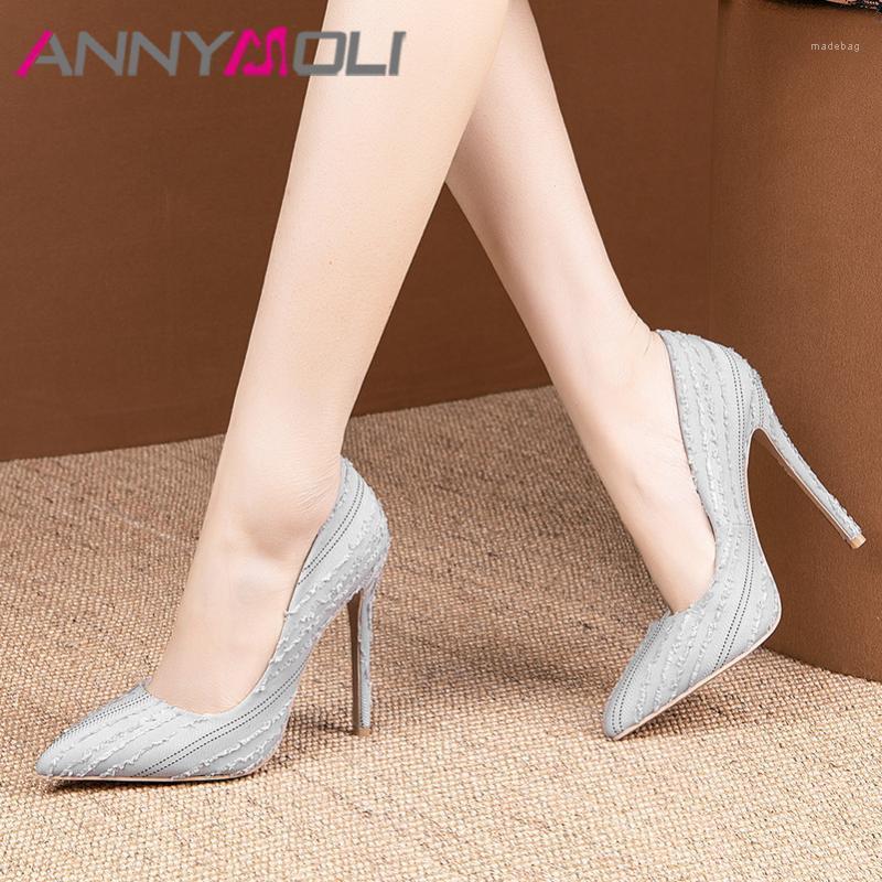 

ANNYMOLI High Heels Women Pumps Elegant Stiletto Heels Party Shoes Buckle Super High Heel Shoes Ladies Footwear Large Size 33-461, Beige