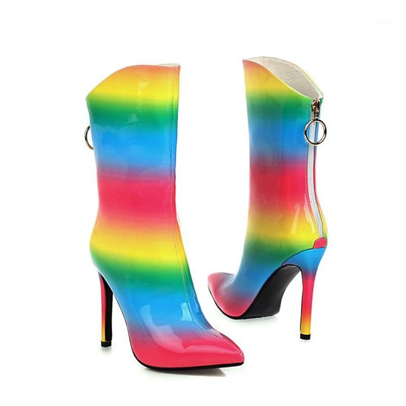 

Plus Size 32-48 Ankle Boots Women Zip High Heels Boots Pointed Sexy Party Wedding high quality Ladies Short shoes 998-141, Black