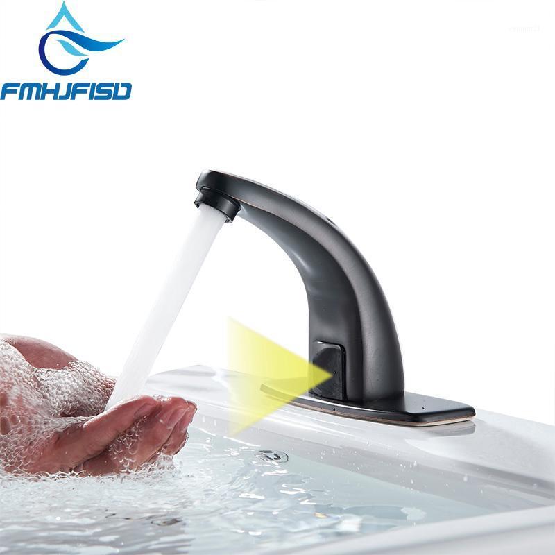 

FMHJFISD Brushed Nickel/Black Basin Faucet Torneira Automatic Touch Faucest Bathroom Mixer Taps Grifo1