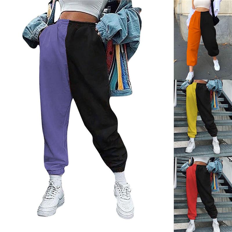 

Streetwear Women Harem Pants Summer Spring High Waist Trousers Sportswear Sexy Tracksuit Sweatpants Color Block Female Pants