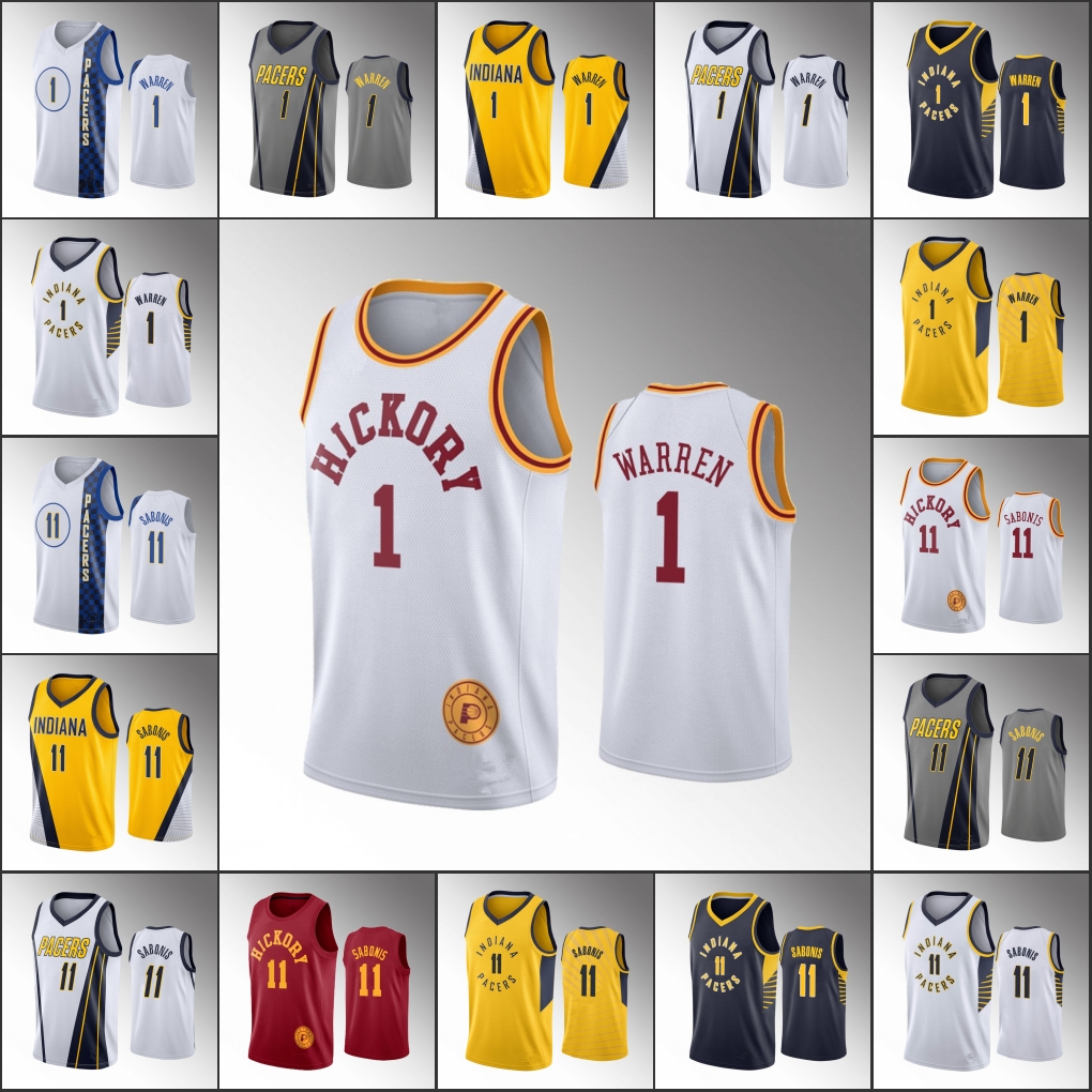 

Men Indiana Pacers Basketball T.J. Warren Domantas Sabonis NBA 2020 Jersey, Black