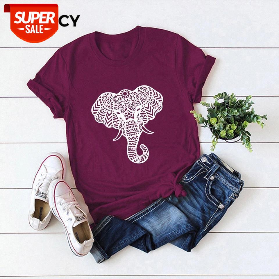 

JFUNCY Summer Plus Size Women T Shirt Elephant Print Graphic Tees Woman Tops Funny Casual T-shirts Streetwear Kawaii Clothes #J79N, White
