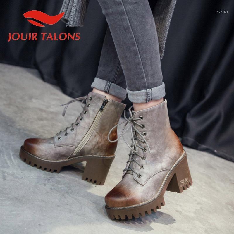 

JOUIR TALONS women Boots 2020 New Arrival Short Plush Keep Warm Ankle Boots Casual Platform Square Thick Heels women shoes1, Black