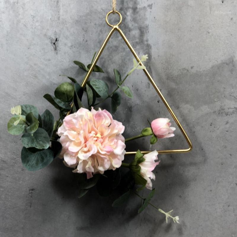 

Party Rope Wall Home Engagement Floral Hoop Wreath Birthday Garland Pendant Artificial Flower Geometric Window Iron Art Decor1, Round champagne