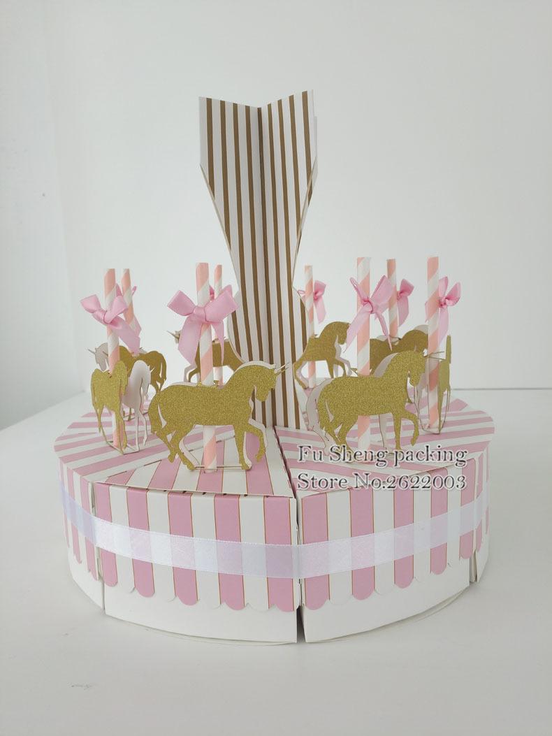 

Pink Blue Merry-go-round shape candy paper box. Chocolate candy box,Baby Shower Wedding Supplies 10set/lot