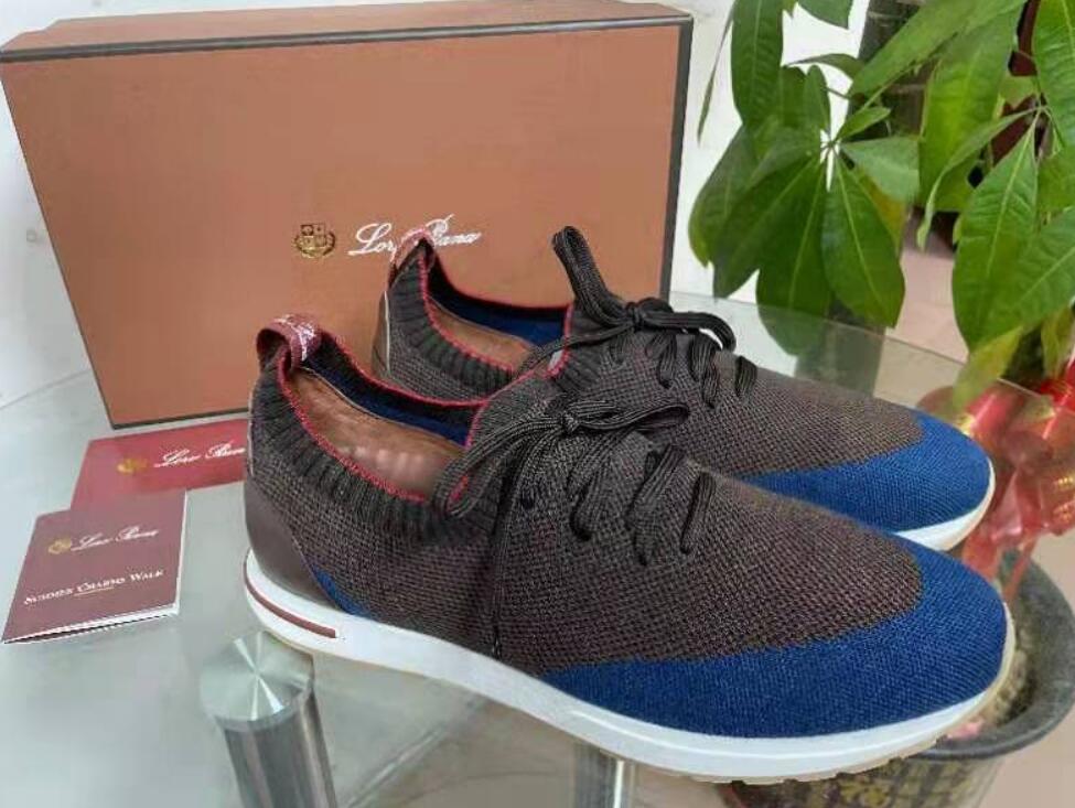 

New 2022 assorted colors Mens loro runner shoes lace up woollen knitting lp designer walk socks shoe jogging sneakers male