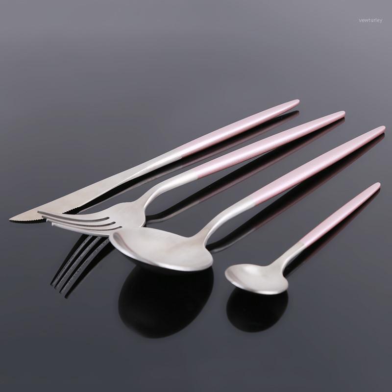 

New Pink Handle Stainless Steel Cutlery Set Stainless Steel Cutlery Set Plated Dinnerware Creative Dinner Fork Knife1