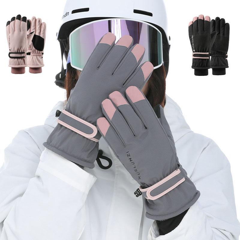 

Five Fingers Gloves Cold-proof Ski Waterproof Winter Cycling Fluff Warm For Touchscreen Cold Weather Windproof Anti Slip