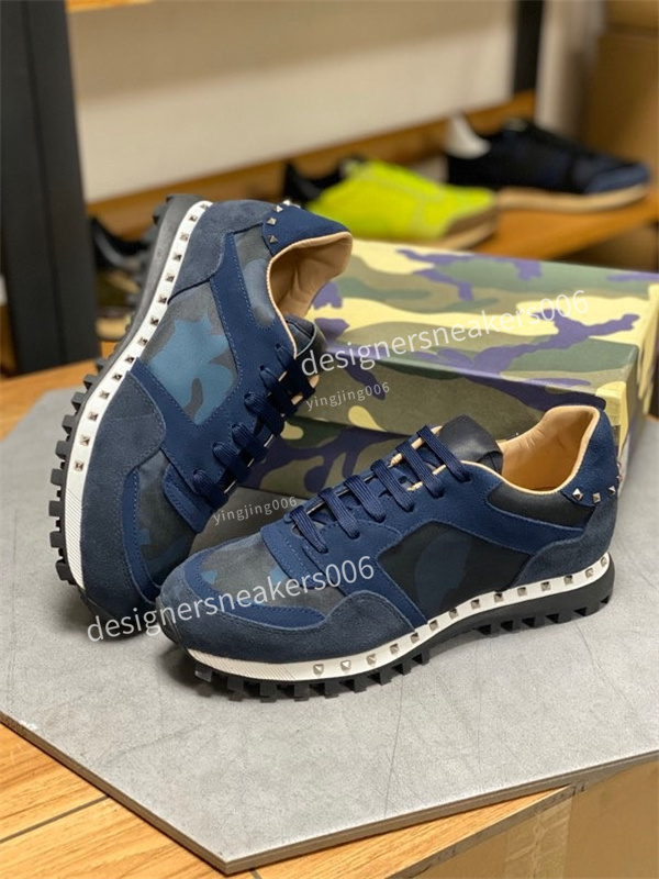 

2022 Luxury designer Top Quality Camouflage Casual Shoes studded Leather Suede Camo Rock runner Trainers Sneakers Dress Shoes, 02