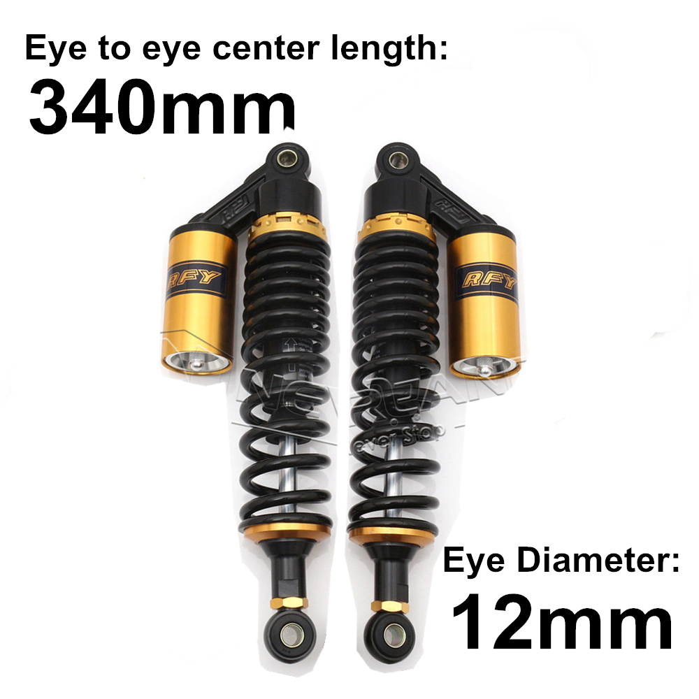 

Universal 13.5" 340mm Diameter 12mm Black Gold Rear Air Absorber Suspension Spring Motorcycle Scooter Dirt Bike Motors