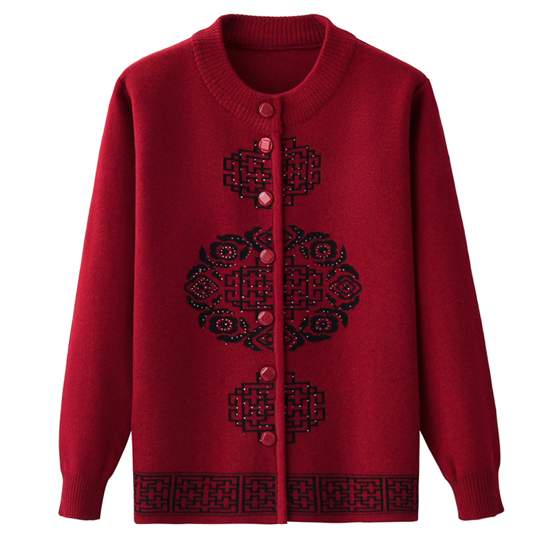 

2021 New Older Women Knit Sweaters Big Size 5xl Autumn Single-breasted Grandmother Drops Cardigan Woman's Sweater Tops FUFH, Red
