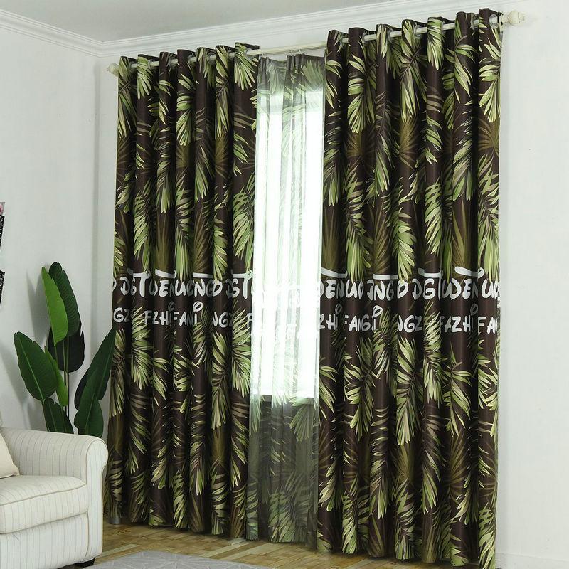 

Modern Nordic Tropical Printed Rainforest Plant Leaves Pattern Curtain Treatment Blackout Curtains for Living Room Bedroom, Tulle2