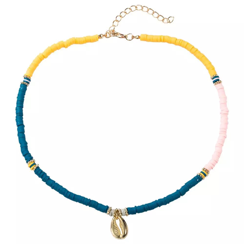 

2020 fashion new color silicone necklace handmade adjustable shell pendant jewelry tourism holiday wild trend accessories