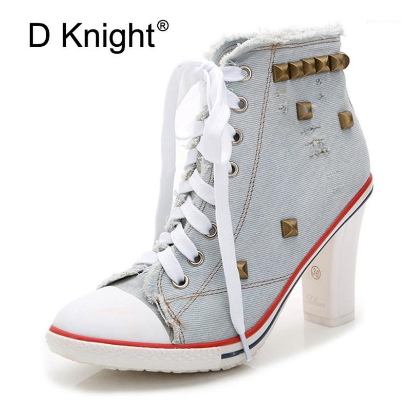 

Plus Size Boots For Women Camouflage Lace Up Canvas Female High Heels Platform Shoes Autumn Spring Girl Lady Ankle Women Booties1, Blue n65