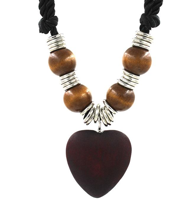 

Wooden beads short Beaded Necklace exaggerated oblate