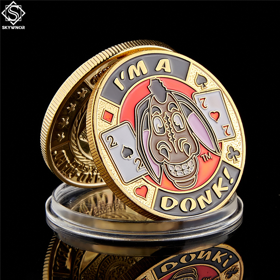 Arts and Crafts Poker Chip Entertaining "I'm A Donk" Casino Guard Token Gold Plated Collectible Coins-image-611638741