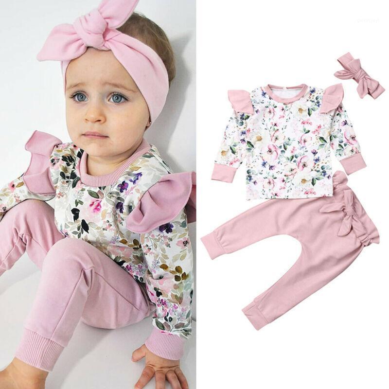 

Baby Girl Clothing Set Pullover Set Sweet Infant Baby Girl Clothes Long Sleeve Flower Tops+pants 3pcs Outfit Autumn 0-24 Months1, As pic