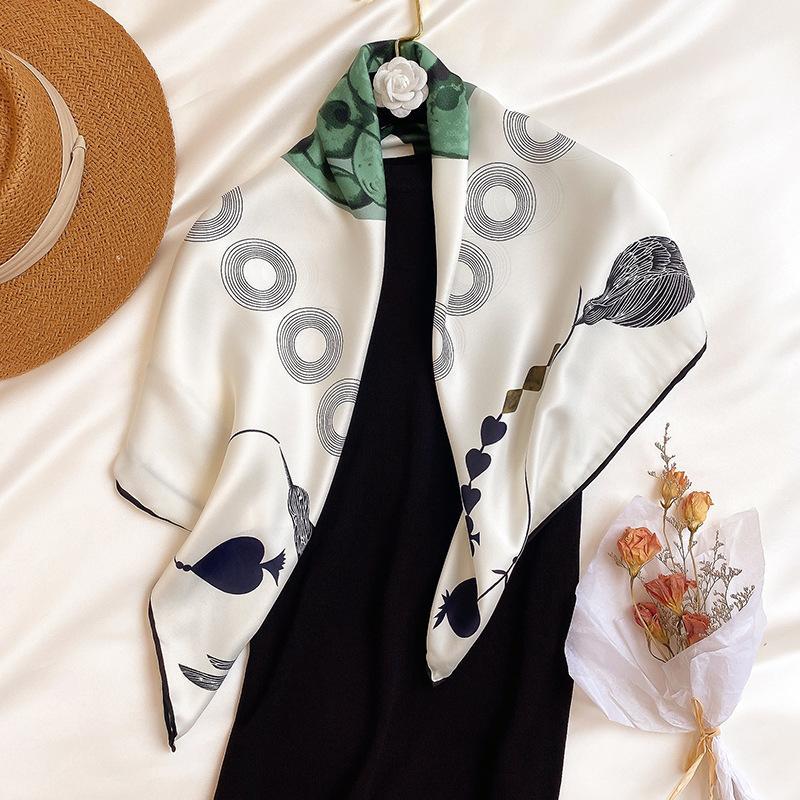 

Scarves 2021 Twill Silk Scarf Women Headband Fashion Neckerchief Bandana Foulard Femme Hijab Poncho Shawls1