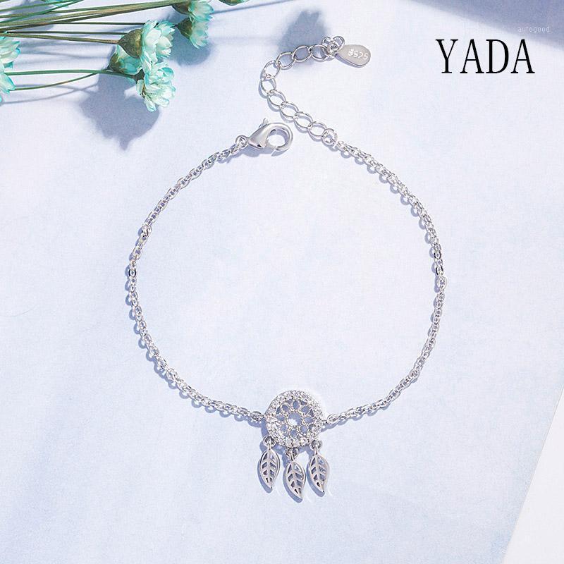 

Charm Bracelets YADA S925 Silver Color Dream Catcher Bracelets&Bangles For Women MMetal Feather Friendship Crystal Bracelet BT2001311