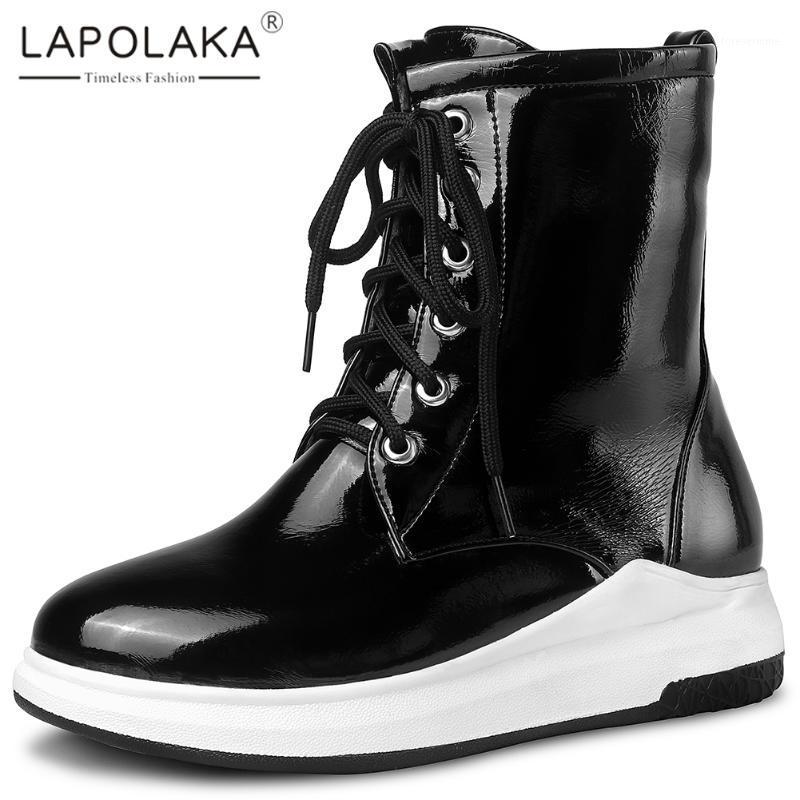 

Lapolaka New Arrivals 2020 Platform Black White Shoes Woman Boots Female Zip Up Comfortable Ankle Boots Women Shoes Footwear1