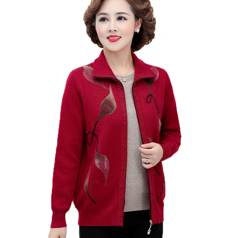 

Female Knitted Cardigan Spring Middle-aged Fashion Elegant Sweater Tops Plus Size Loose Casual Jacket R737 Nz49, Blue