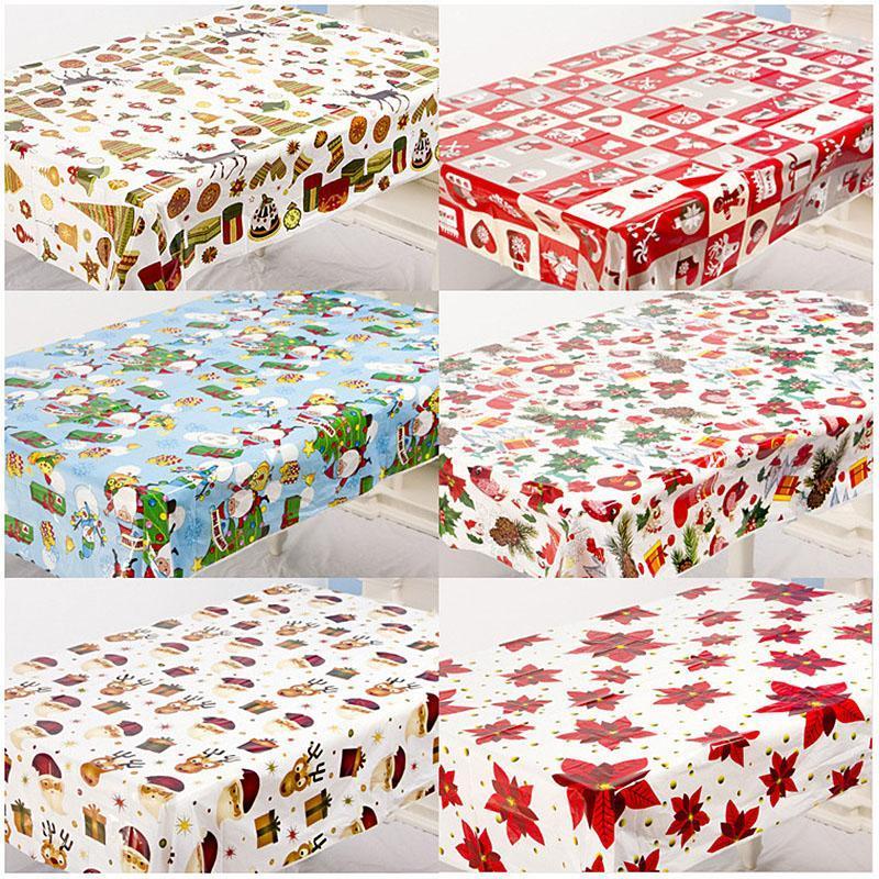 

110x180cm Waterproof Disposable Christmas Tablecloth Santa Claus Printed Rectangular PVC Table Cover New Year Xmas Party Decor1, B01