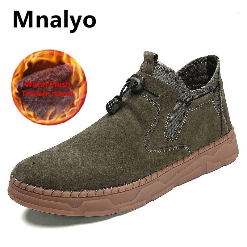 

Fashion Men Boots High Quality Split Leather Ankle Snow Boots Shoes Warm Fur Plush Lace-Up Winter Shoes Motorcycle Size 481, Plush brown