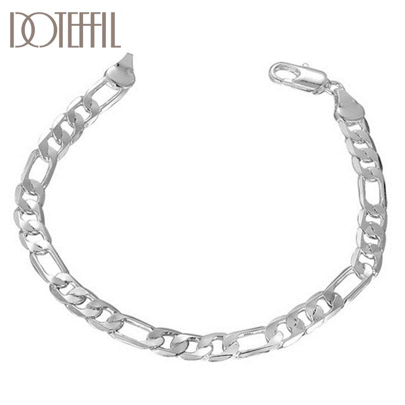 

Other Bracelets DOTEFFIL 925 Sterling Silver 4mm/6mm Classic Man Women Bracelet For Wedding Engagement Party Fashion Jewelry, Golden;silver