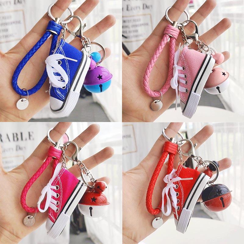 

Cute Leather Rope Key Ring Canvas Shoes Keychain Bag Charm Woman Men Kids Key Holder Gift Sports Sneaker Chain Funny Gifts