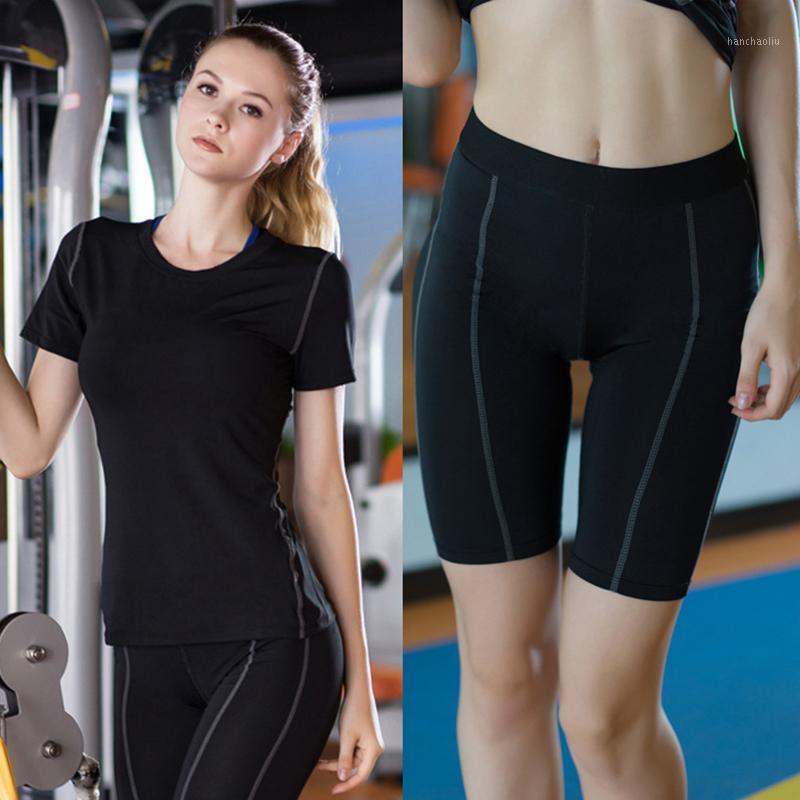 

Women Seamless yoga set Fitness Sports Suits GYM Cloth Yoga Short Sleeve Shirts High Waist Running Leggings Workout Pants Shirts1, Black