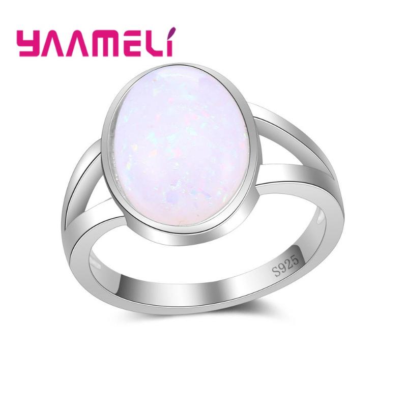 

Fast Ship Bigger Oval Shape Opal Crystal Finger Rings New Arrival 925 Sterling Silver Jewelry Women Ladies Accessories