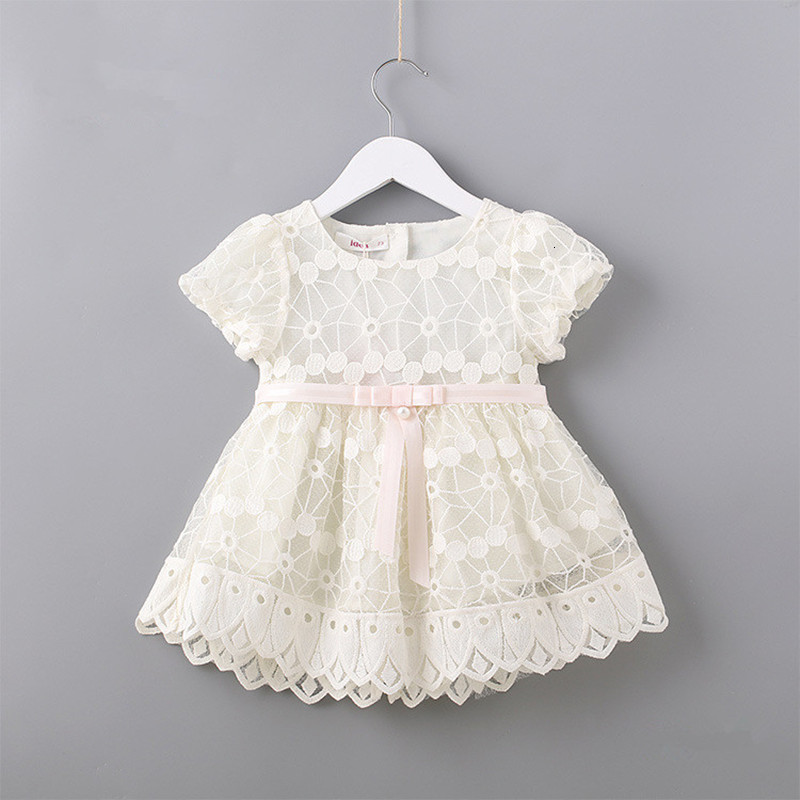 

2021 New Newborn Flowers Embroidery Sleeve Girls Christening Birthday Party Baby Clothing Toddler Girl Clothes Pink White 0-2t Whr7